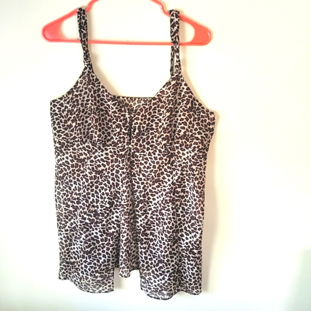Valerie Stevens T- Strap Intimate Wear Cami Leopard Print  SZ M